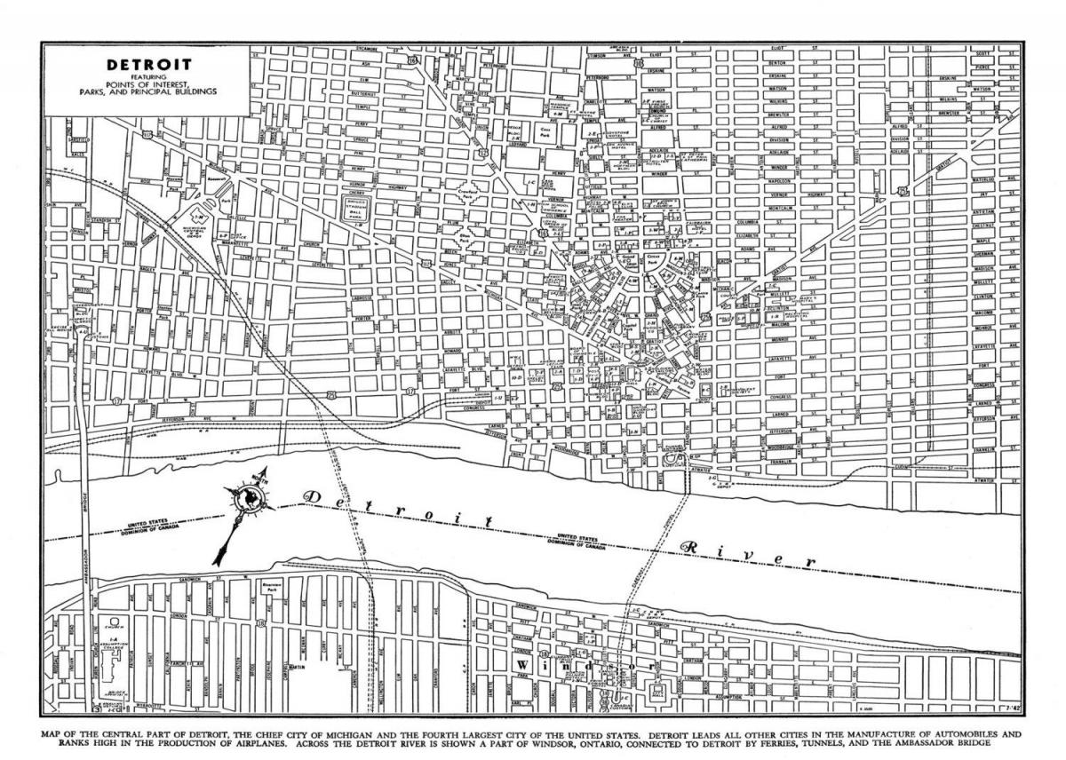 Detroit mapa de ruas da Cidade