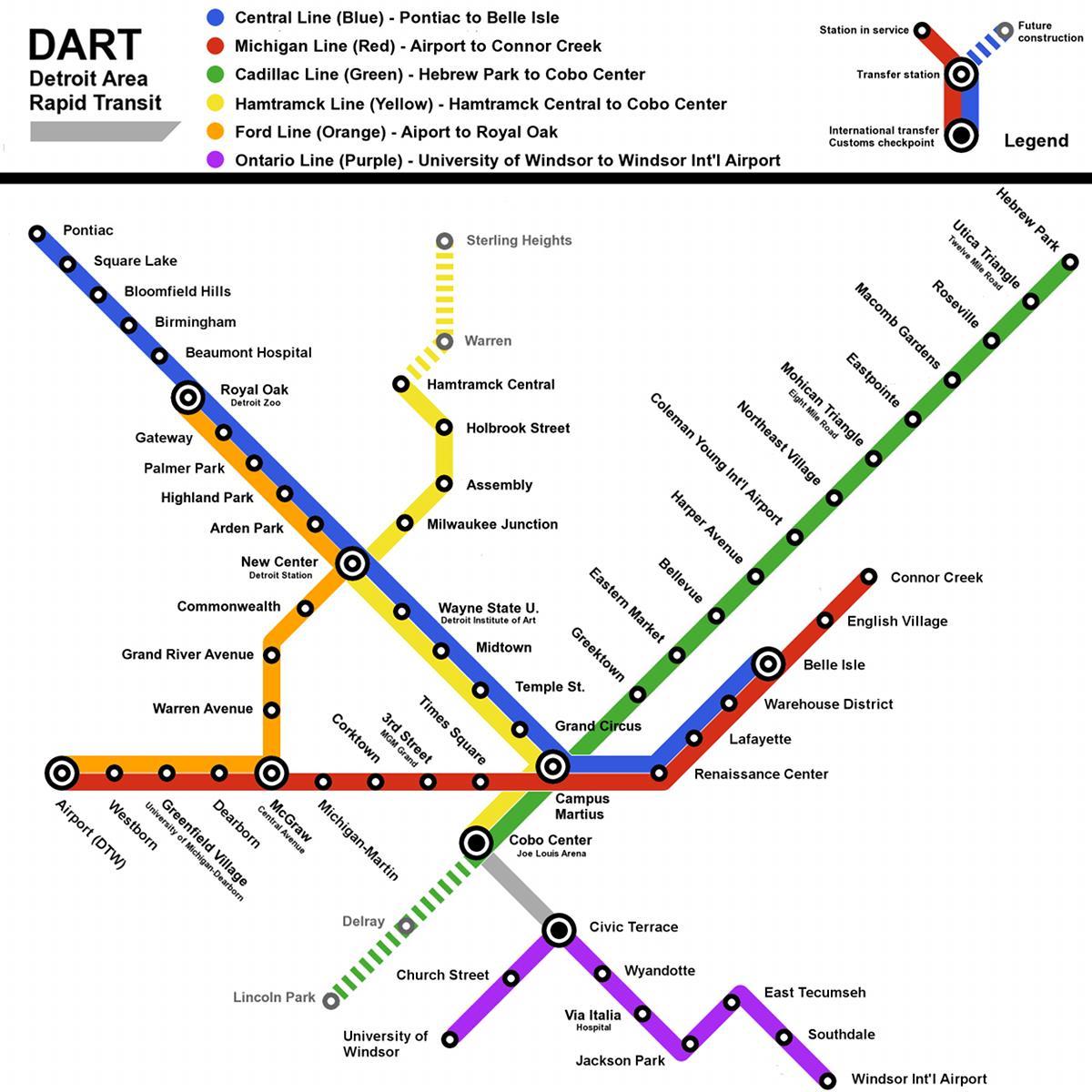 Detroit trem mapa