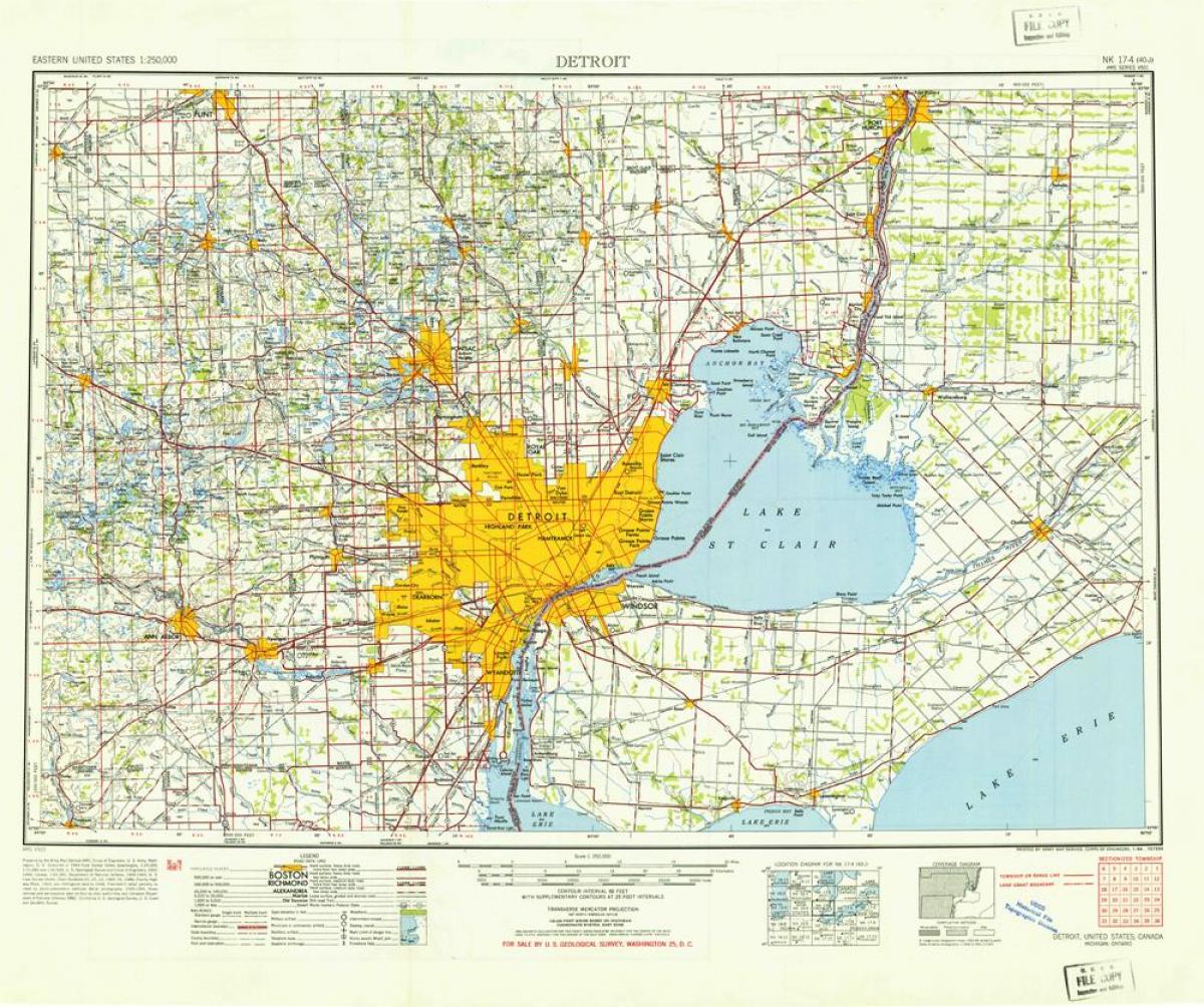 Detroit, nos eua mapa