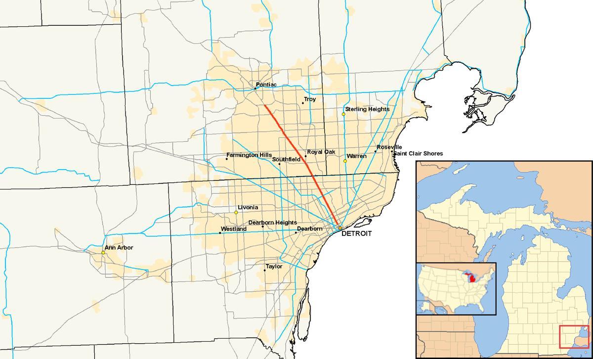 Detroit municípios mapa