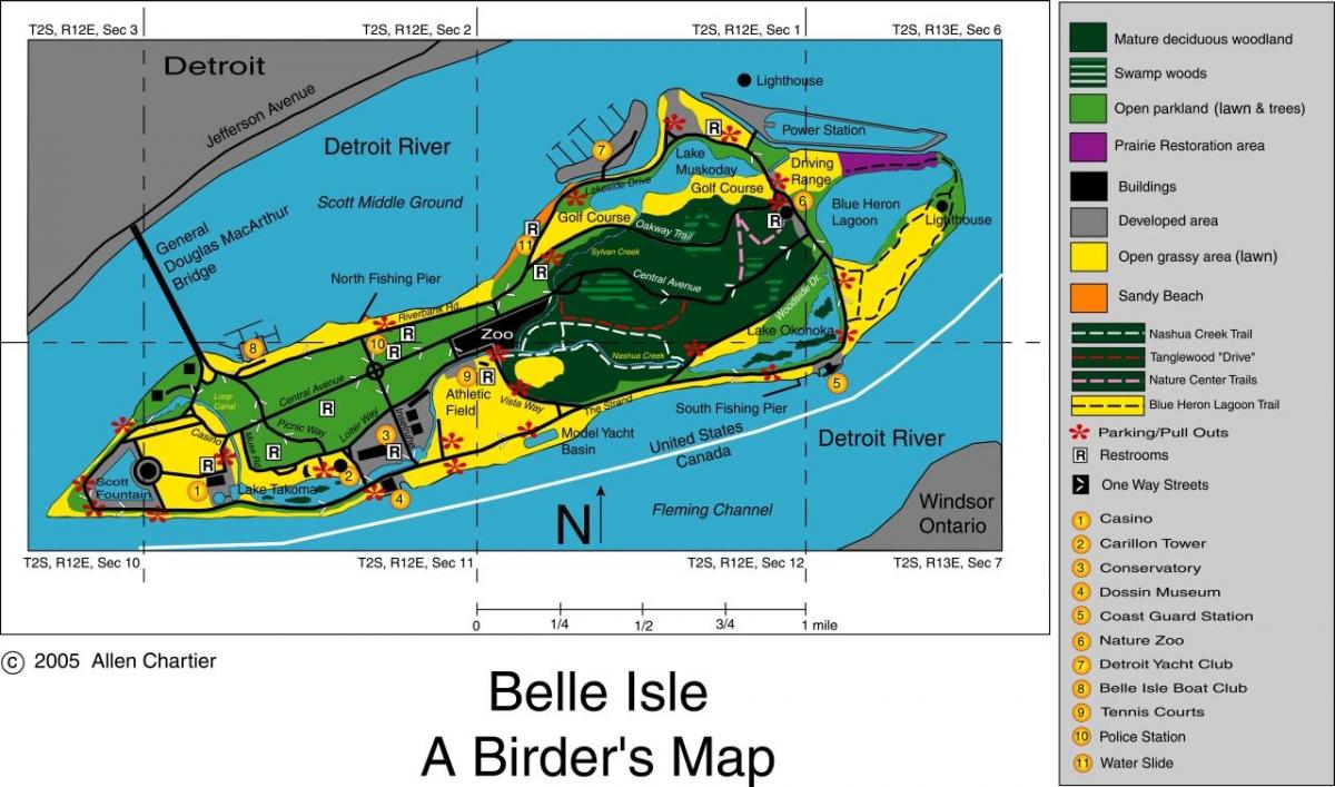 mapa de Belle Isle, Detroit