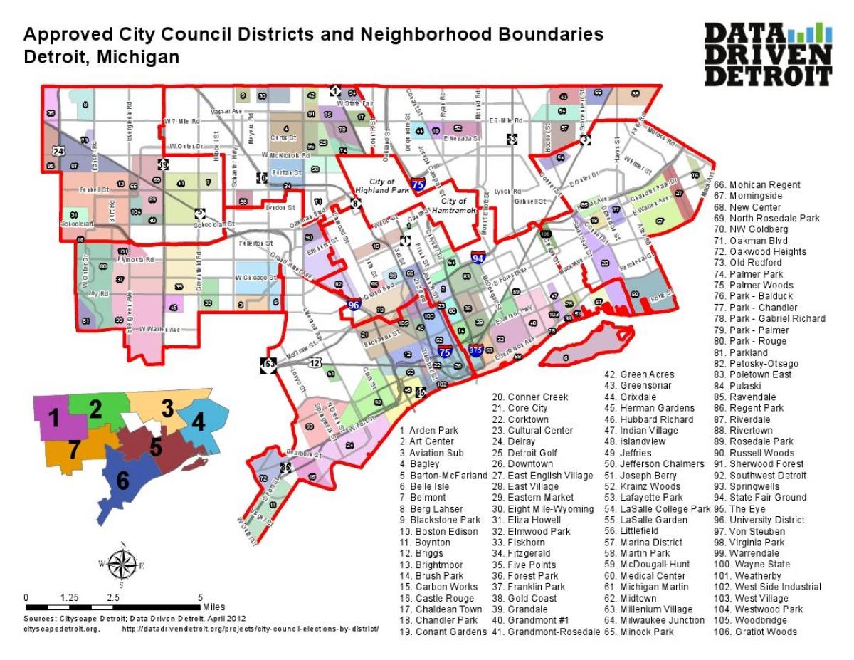 distrito mapa de Detroit