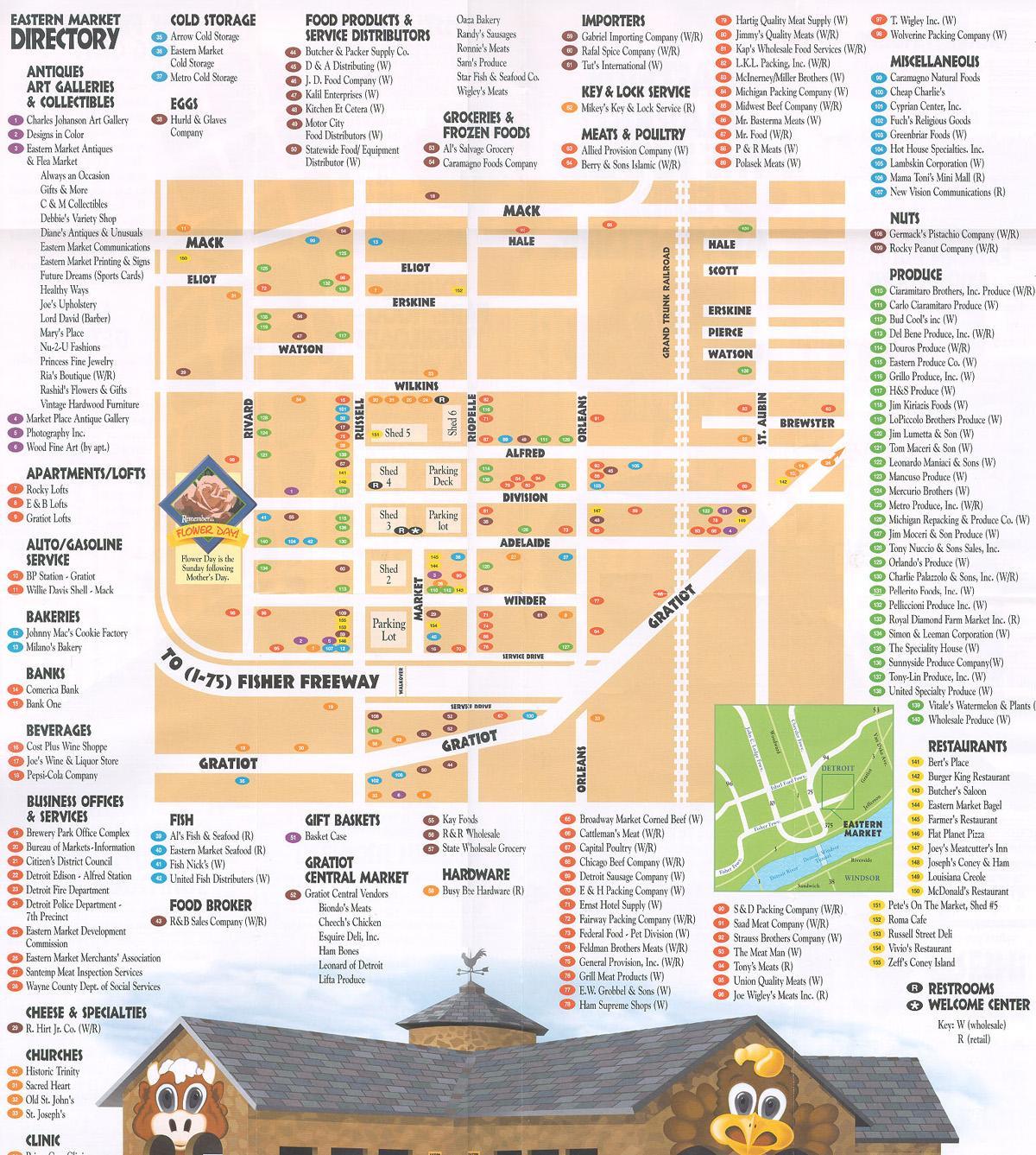 mapa do mercado oriental Detroit