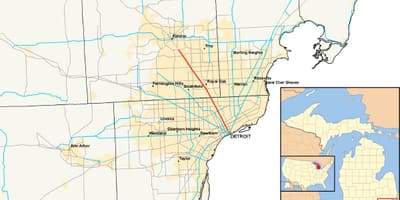 Detroit municípios mapa